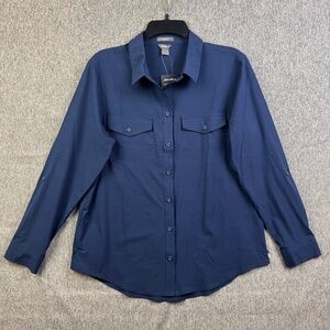 Eddie Bauer Blue Departure Shirt Moisture Wicking Stretch UPF 50 Women's Size M